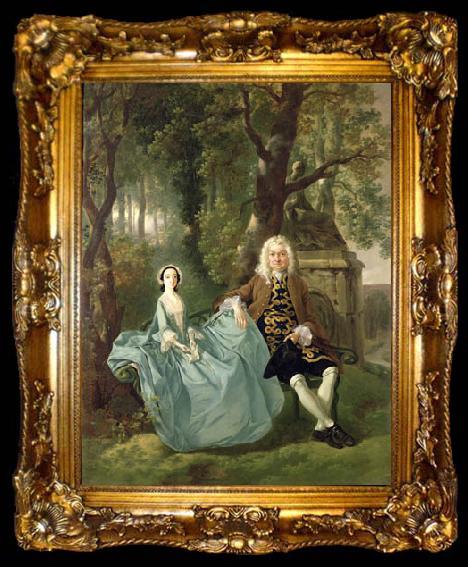 framed  Thomas Gainsborough Portrait of Mr and Mrs Carter of Bullingdon House, Bulmer, Essex, ta009-2